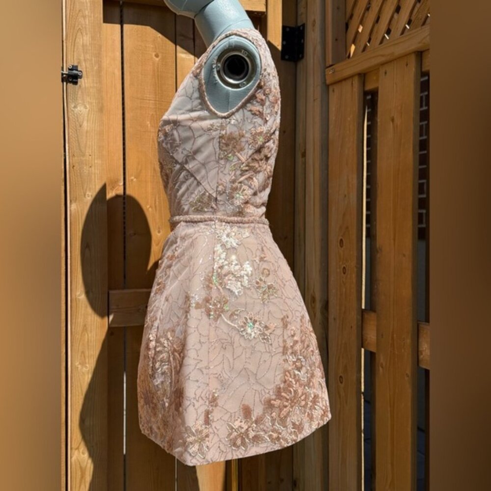 🆕 BRONX & BANCO 🧿 NWOT Violet Mini Dress, Gold & Champagne Sequin - Sz XS US 2 - Picture 5 of 15